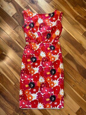 Club Monaco Red Floral Midi Dress - size 0